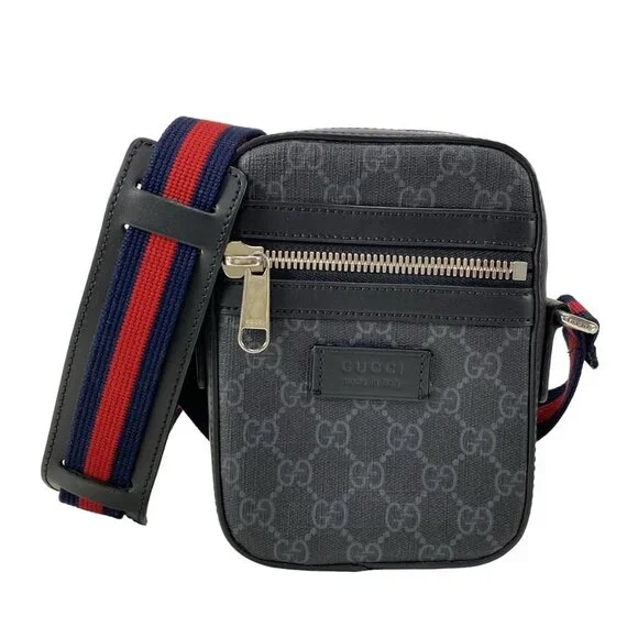 GUCCI GG Supreme Messenger Bag Black Gray Multi PVC Leather - 762-073125 - Picture 1 of 14
